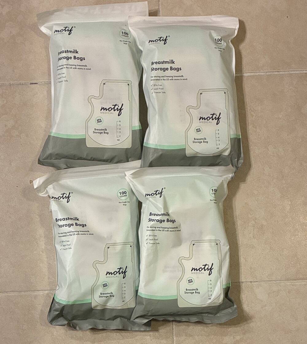 Lot of 4 Motif Medical Breastmilk Storage Bags - 400 Bags of 8oz - 100 per pack